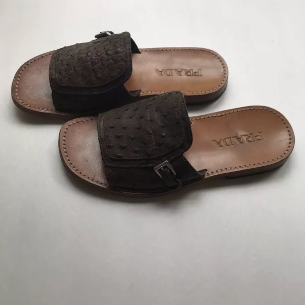 🔘🔘 SOLD Vintage Prada Ostrich Skin Sandals 🔘🔘 - Picture 3 of 6